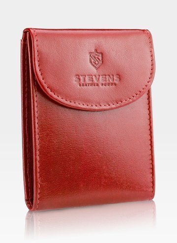 Červené kožené puzdro na karty a vizitky STEVENS Unisex