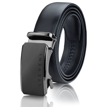 Pánsky kožený opasok Stevens – čierny, karbonový vzor, automatická pracka, široký, pravá koža