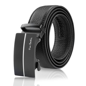 Pánský kožený opasek Pierre Cardin Černá kovová automatická spona