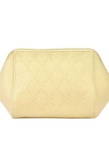 Pierre Cardin MS91 61618 Dámská Kosmetická Taška Bežová Střední s Zlatými Kováními Eco Kožený Vzhled