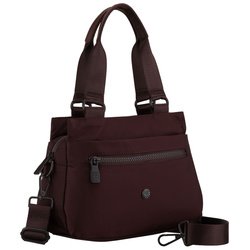 Dámska polyesterová poštová taška vo vínovej farbe zavesená na rukovätiach a pripojiteľnom popruhu - Peterson